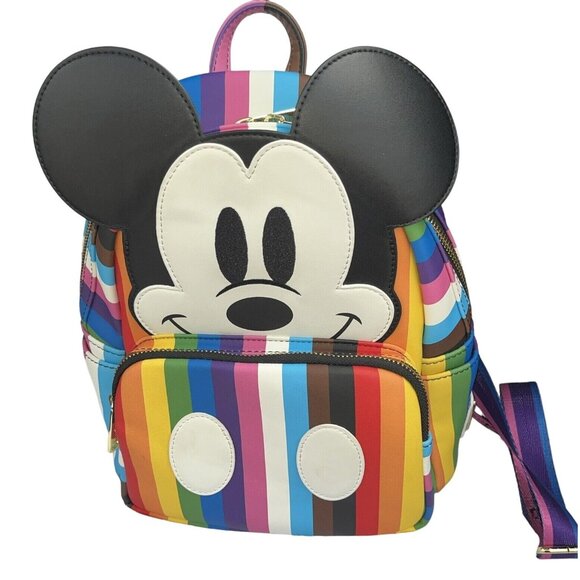 Loungefly Disney Mickey Mouse Pride Rainbow Mini Backpack NWOT - Picture 1 of 16